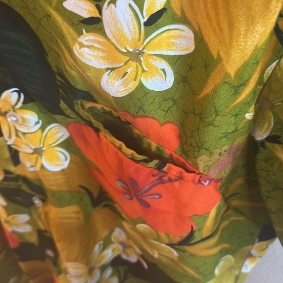 Sears Vintage 70s Hawaiian Floral Button Up Shirt Green Mens - Picture 4 of 10